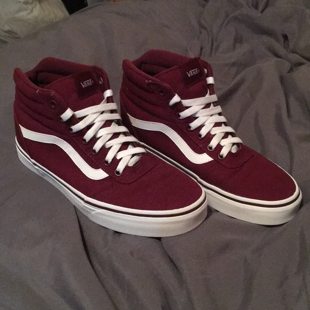 Burgundy high top vans